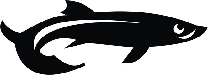 Stylized silhouette of a fish with a curved body and detailed eye vector