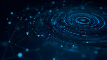 Abstract Digital Network: Futuristic Blue Data Visualization Connected Dots.