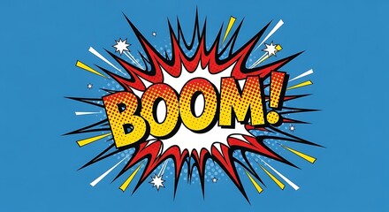 Explosive boom in retro comic style for dynamic projects needs attention