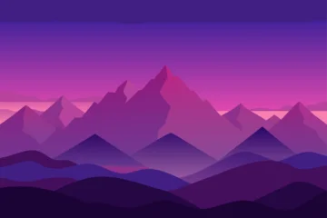 Fototapete Rund Warmes Lila Purple mountain range at dusk landscape  © Borsa