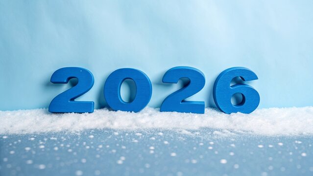 Blue 2026 Numbers on Blue Background, New Year Celebration Concept - 4