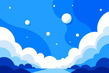 Illustration of a sky with clouds and stars