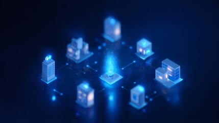 Central server connecting multiple data centers. Global network infrastructure for business connectivity. Modern technology concept.