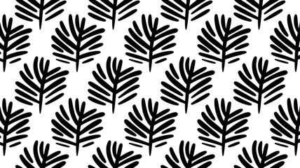 Palm leaves pattern design Black and white Tropical seamless repeat Vector illustration Isolated on 