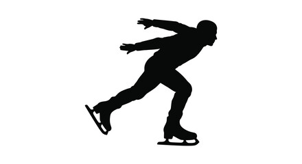 A dynamic image of a person ice skating in a striking silhouette