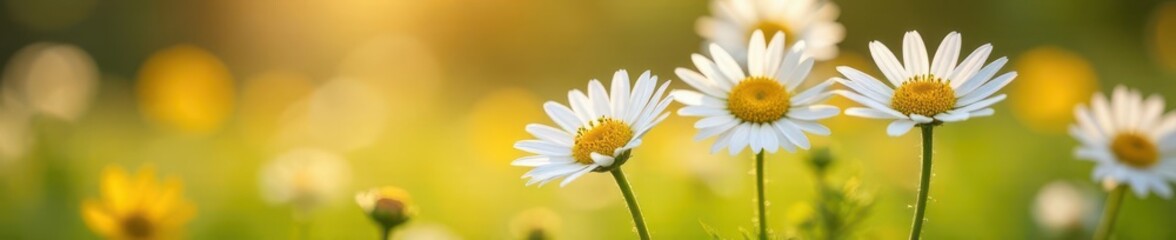 Fototapeta premium Close-up of vibrant daisies in a sun-drenched meadow , illustration, picture