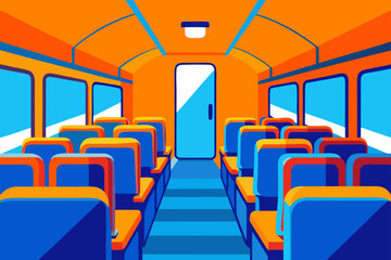 Fototapeta premium Interior view of a train car with seats