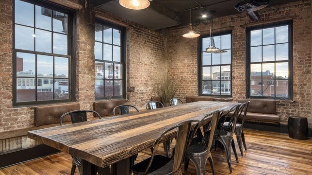 Industrial-style communal table