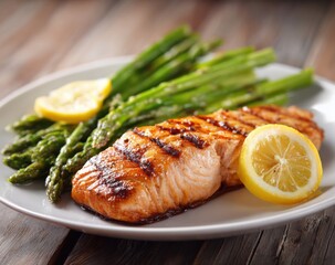 Grilled salmon with asparagus and lemon (5)