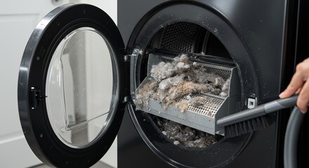 Cleaning dryer lint trap to prevent fire hazard and improve efficiency