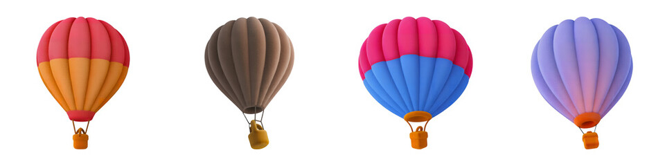 Naklejka premium Colorful Hot Air Balloons Collection Isolated airship travel isolated on a transparent background