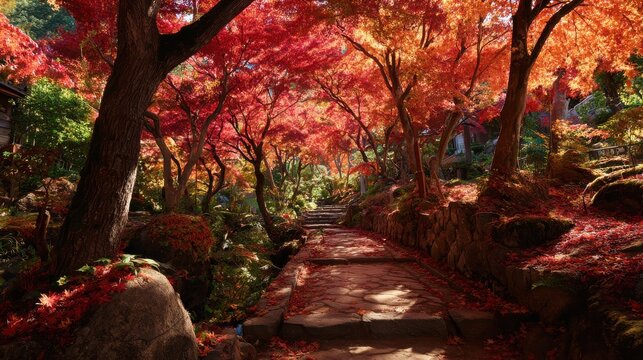 beautiful autumn leaves at atami plum garden atami city shizuoka prefecture no logos no brands ar 169