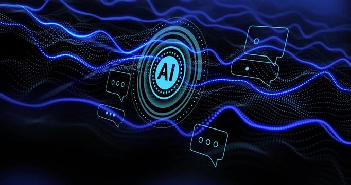 Animation of scope scanning and ai data processing over black background - Powered by Adobe