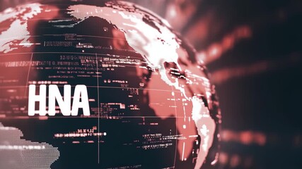 Global news updates highlighted over digital globe with dynamic clocks moving on a dark background, news text over globe and moving colcks on black background - Powered by Adobe