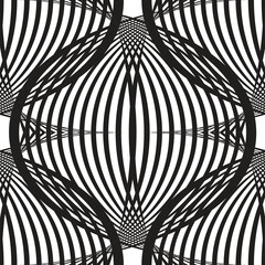 Black Abstract Op Art Background Pattern on White