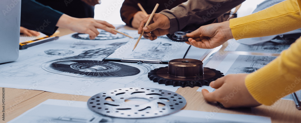 Aufkleber a dynamic group of professionals engages in a vibrant brainstorming session, collaborating around de