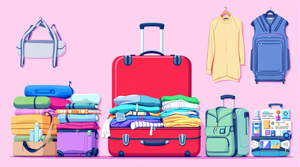 set of travel and tourism