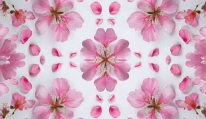 A symmetrical pattern of pink flower petals