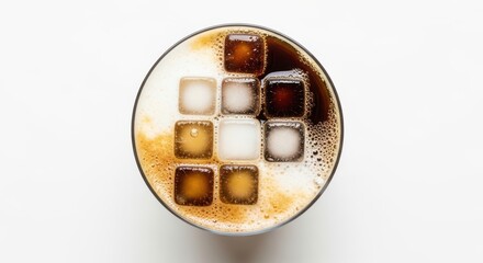 Refreshing Iced Coffee Drink with Cubes of Ice