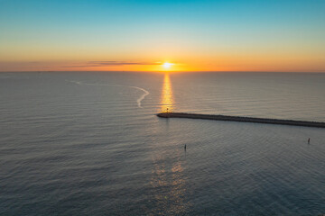 View of the Bay of Gdańsk - Baltic Sea. Gdańsk, Poland. Beautiful water surface on a sunny day.