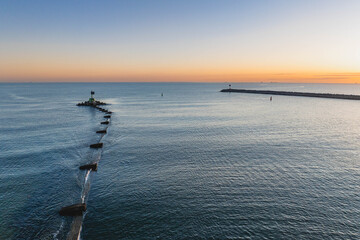 View of the Bay of Gdańsk - Baltic Sea. Gdańsk, Poland. Beautiful water surface on a sunny day.