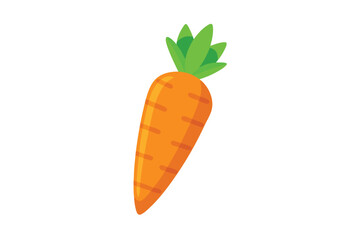 Isolated orange carrot shows simple vegetable features against a clean, white background