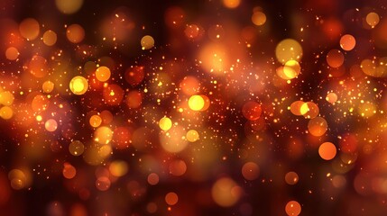 abstract festive background with sparkling bokeh lights in warm orange and red tones creating a magical atmosphere