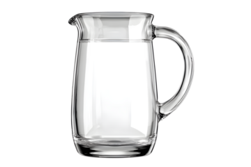 Empty glass pitcher isolated on transparent background