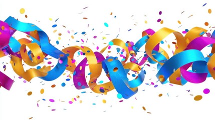 Fototapeta premium party ribbons and confetti on transparent background