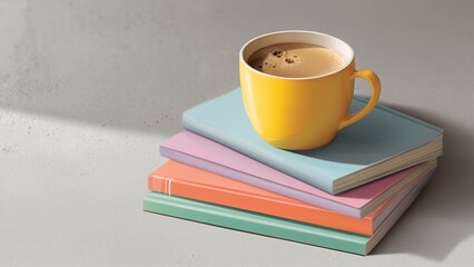 cup of coffee and books