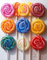 Colorful swirl lollipops on sticks (1)