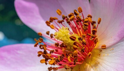 Closeup rose flower pistil