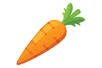 Isolated carrot with green leaves is displayed diagonally over a clean white backdrop