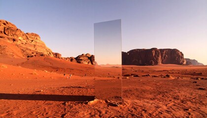 Desert landscape with transparent object