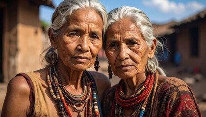Elderly women traditional attire portrait