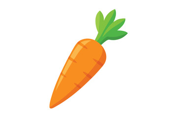 Isolated orange carrot with green leaves shows vegetable freshness and healthy eating