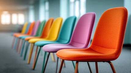 Colorful chairs in a row