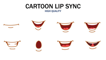 Lips Sync Set. Human lips Collection for lips Animation and synchronization. Sad, Smile, Angry, Laughing Mouth Vector Illustration.   © Samiya 