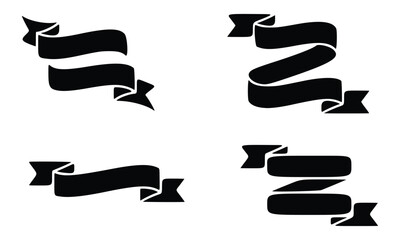 A vector collection of blank vintage black and white ribbon banner scroll shapes for award and celebration decoration design