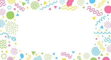 A vibrant and playful abstract pattern with colorful shapes and doodles.