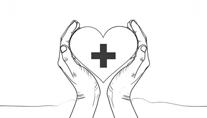 Hands holding heart with cross