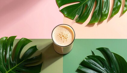 Healthy drink flat lay