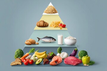 Healthy Food Guide Pyramid Illustration