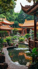 Iconic temple with mountains backdrop high resolution picture