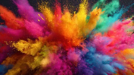 colorful holi powder explosion with bright festive paint splash background