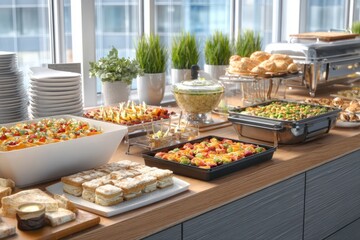 Colorful Catering Spread in Office