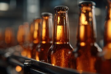 beer bottles on conveyor belt