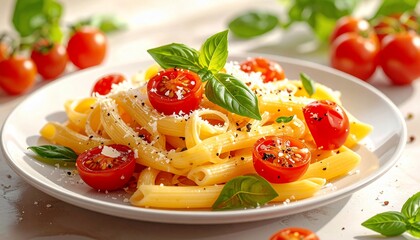 Delicious pasta dish with fresh ingredients and vibrant colors, a culinary delight