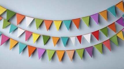 colorful triangular flags arranged in a festive garland display