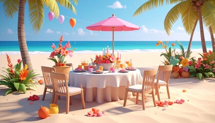 Obraz premium Tropical beach dinner setting